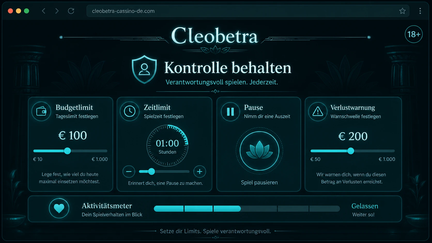 Cleobetra Spielen mit Kontrolle